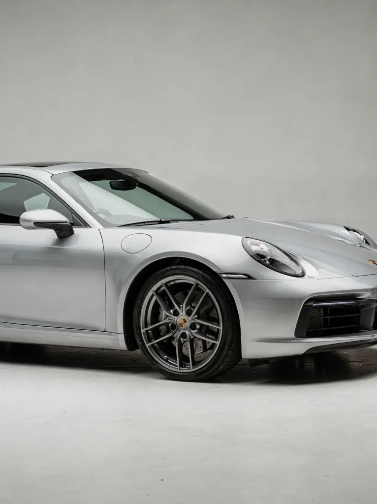 Silver Porsche 911 with bonnet open showing detailed finish in Subiaco studio.